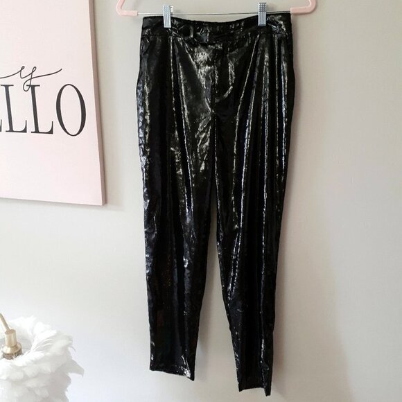 NWT RtA black metallic sheen “tinsel”-look and feel velvet-like tailored trouser - Picture 12 of 16